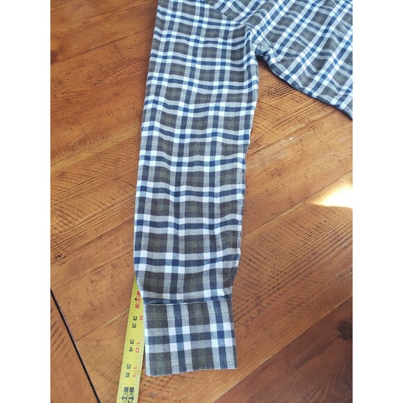 Daniel Cremieux Slim Fit Mens Sz L Long Sleeve Button Up Plaid Shirt Brown Blue - Picture 11 of 13